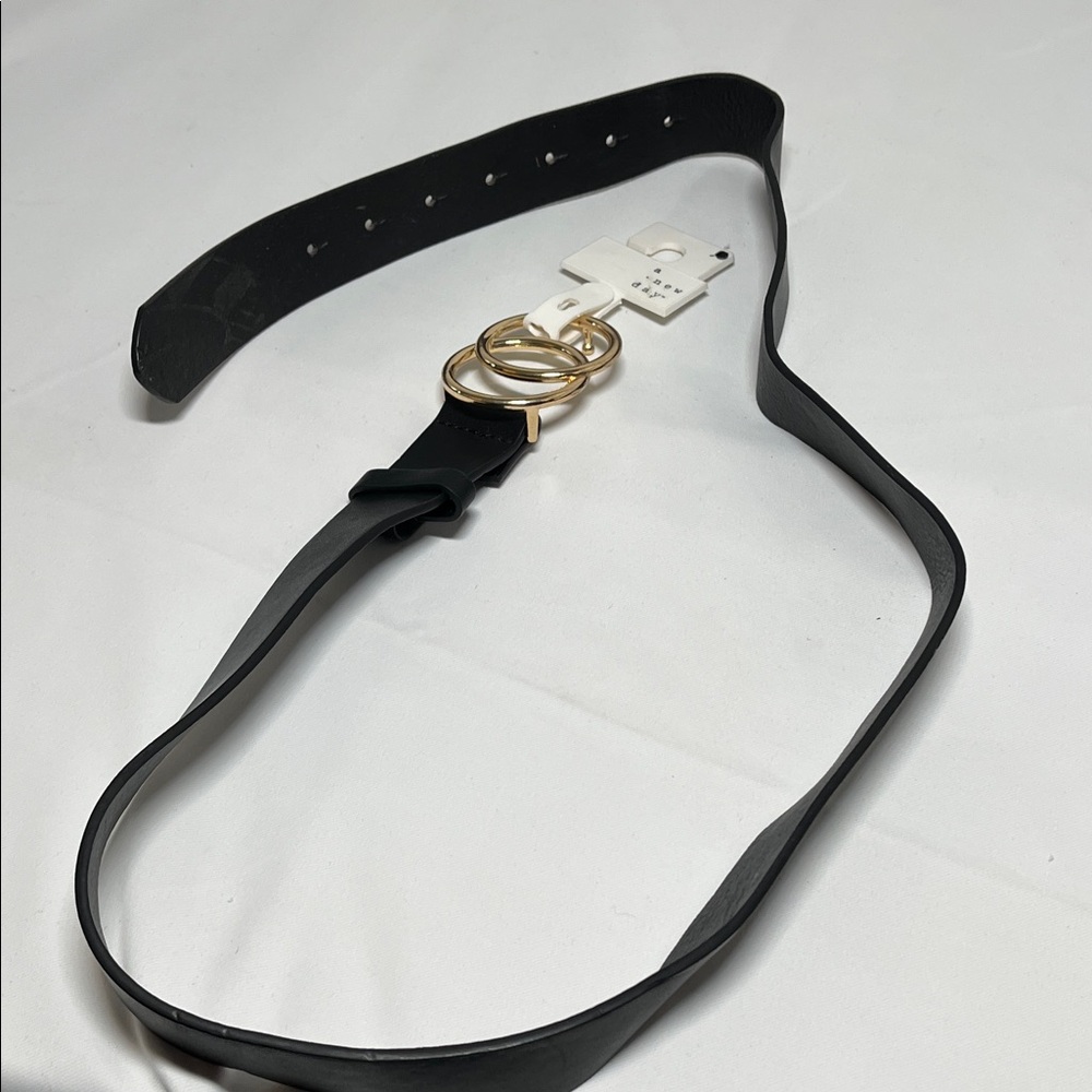 a new day Elegant Black Belt with Gold Accents